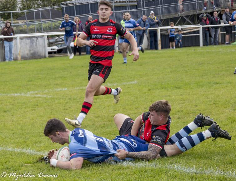 Jac Bennett - try scorer for Narberth before injury (Myrddin Dennis)